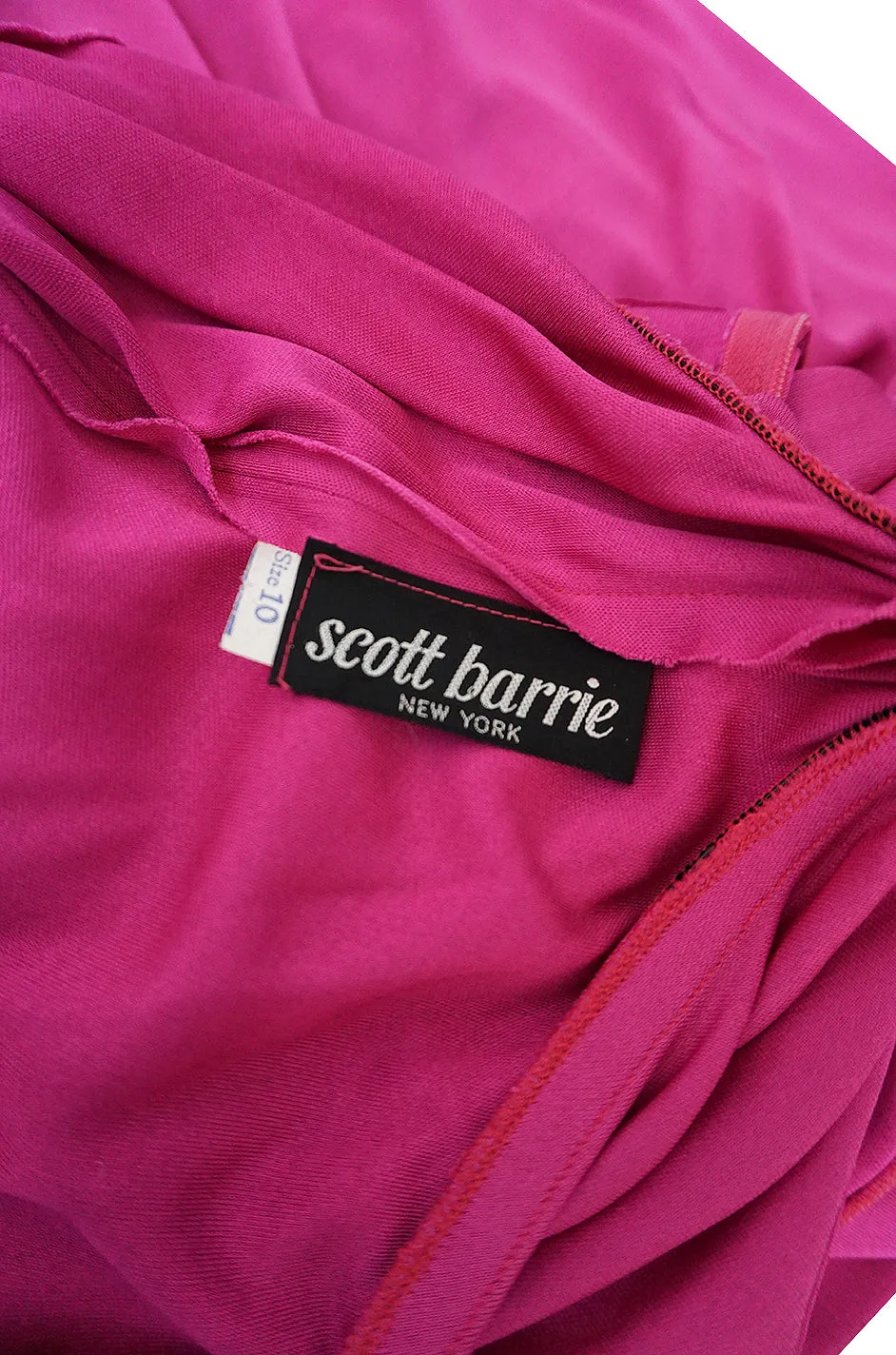 1970s Scott Barrie Multi Wrap Bodice Pink Silk Jersey Jumpsuit