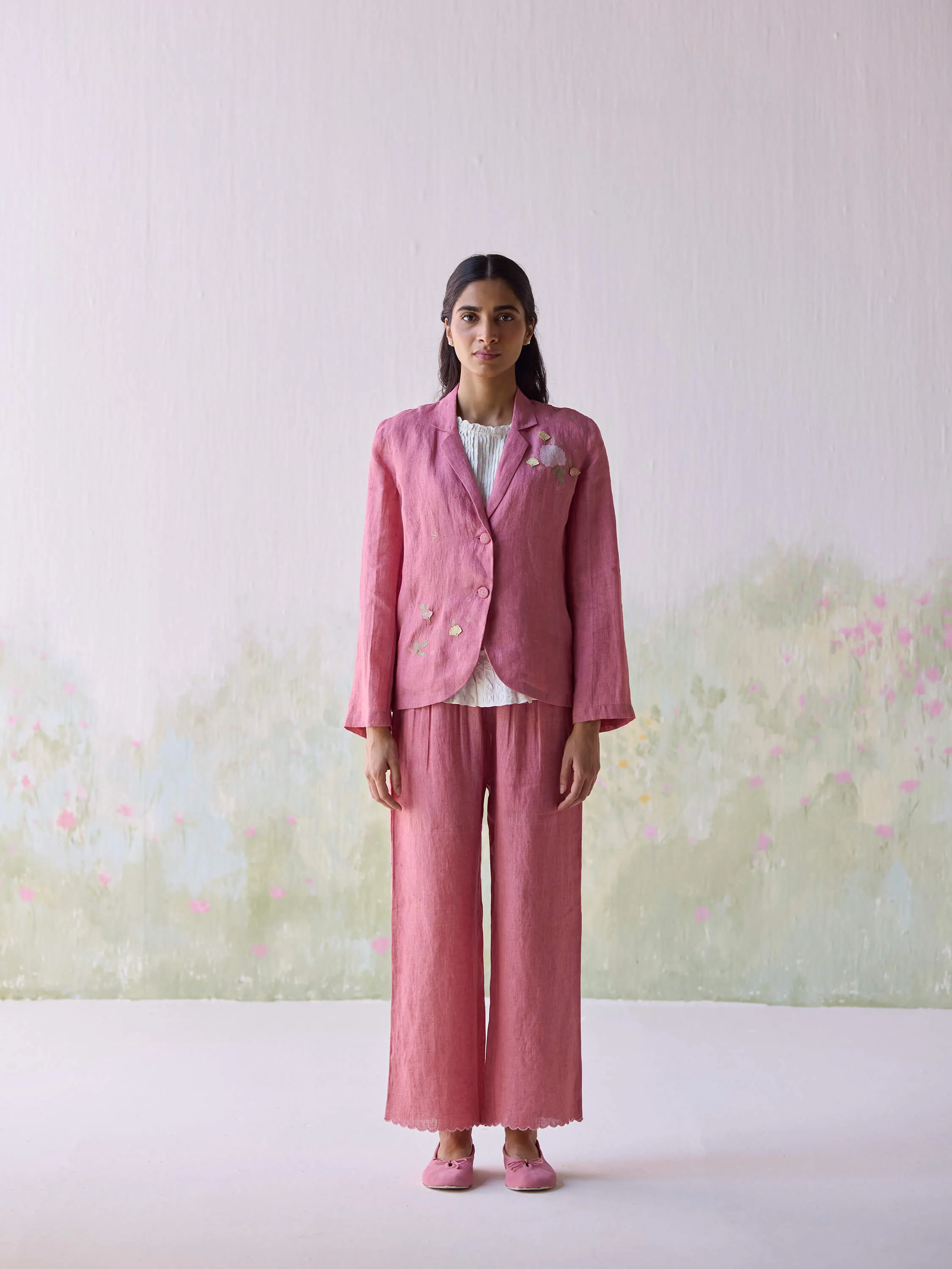 Blushing Blooms Linen Pants
